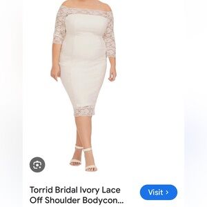 Torrid Bridal Ivory Lace Off-Shoulder Bodycon Wedding Dress